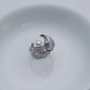 26R173 S925 Stamped Freshwater Pearl Adjustable Ring